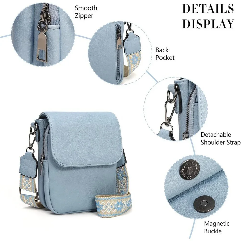 Mini Crossbody Bag Women PU Leather Small Cell Phone Wallet Organizer